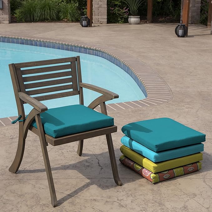 Arden Indoor/Outdoor Seat or Rocking Chair Cushion, 19 x 18, Water Repellent, Rain Proof, Fade Resistant Cushion for Rocking or Dining Chairs Lake Blue Leala-VerdiqueGarden