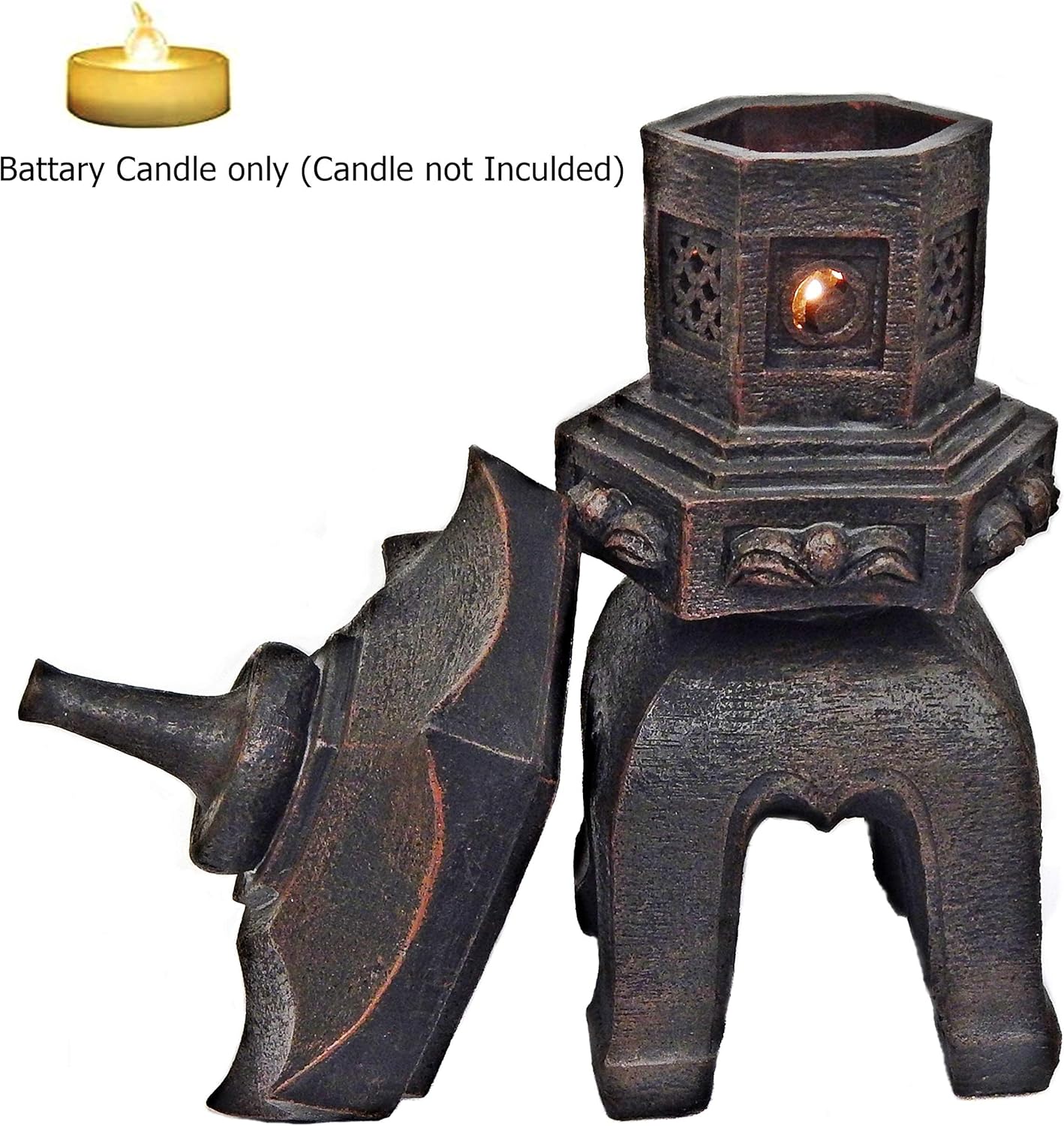 Bellaa 24429 Pagoda Stupa Zen Garden Decor Lawn Ornament Nara Japanese Style Asian Temple Lighthouse Oriental Lantern Toro Outdoor Statue 17 inch-VerdiqueGarden