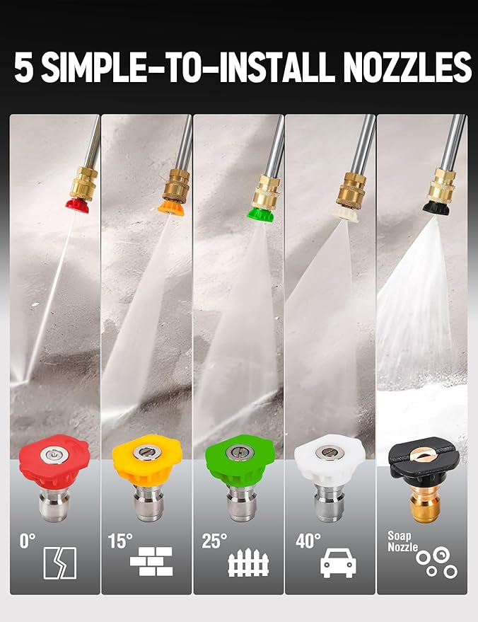 Gas Pressure Washer 3800 PSI and 2.5 GPM, 212CC, with Onboard Soap Tank, 10" Wheel, 5 Nozzle Set, for Cars/Fences/Homes/Patios/Furniture-VerdiqueGarden