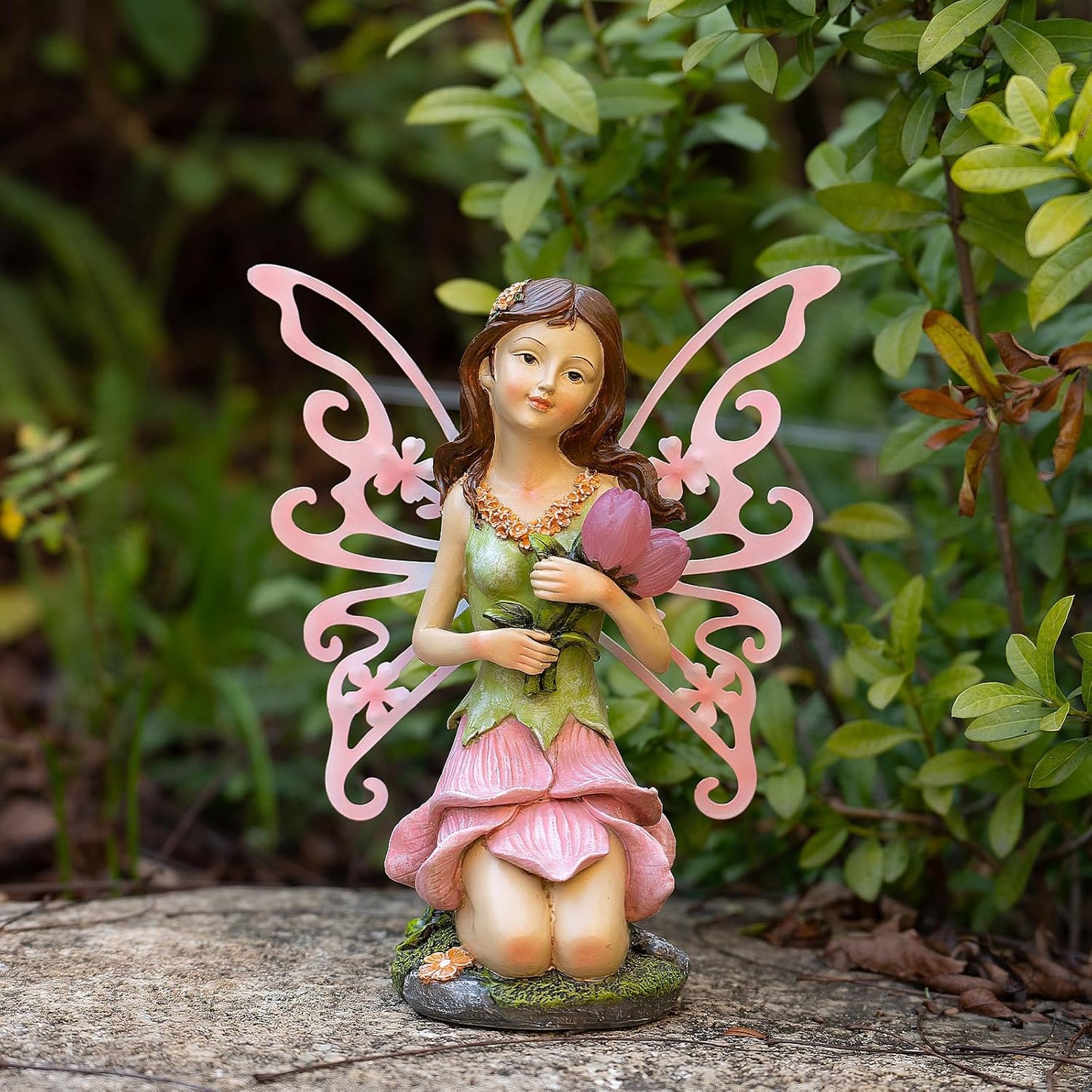 Fairy Decor, Solar Outdoor Statue, Accessories for Fairy Garden Gifts - Resin Figurine for Patio Yard Lawn, Size 8.35 x 4.92 x 10.82 inches-VerdiqueGarden