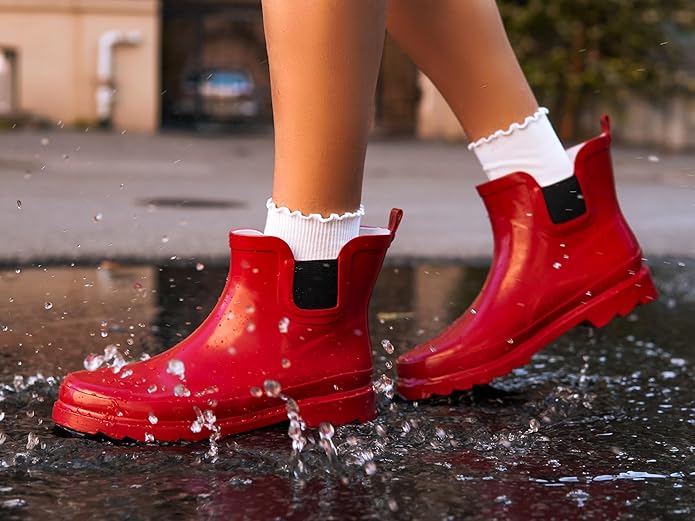 NORTY - Womens Ankle Rain Boots - Ladies Waterproof Winter Spring Garden Boot runs ½ size large-VerdiqueGarden