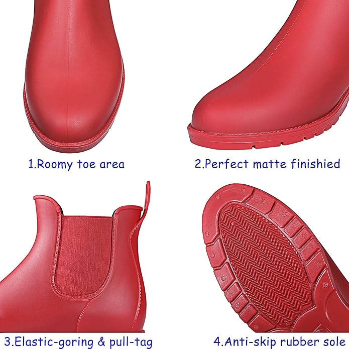 Asgard Women's Ankle Rain Boots Waterproof Chelsea Boots-VerdiqueGarden