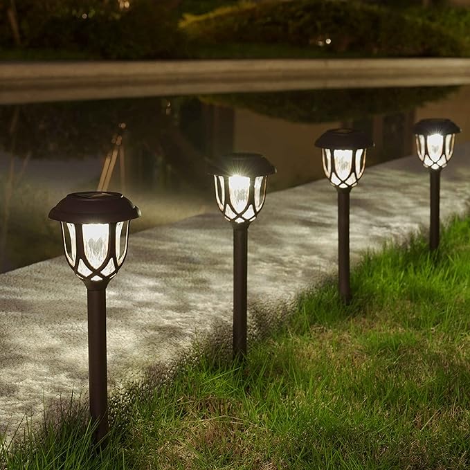 10 Pack Solar Lights Outdoor Decorative Garden Yard Lights for Pathway Walkway Sidewalk Driveway. (Brown, Warm White)-VerdiqueGarden
