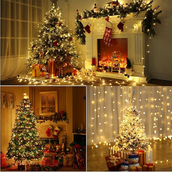 Warm White 75 Ft 200 LED Christmas String Lights - Connectable, 8 Modes, Timer, Waterproof Fairy Twinkle Lights for Christmas Party, Garden, Patio, Home, Holiday, Xmas Tree Decorations-VerdiqueGarden