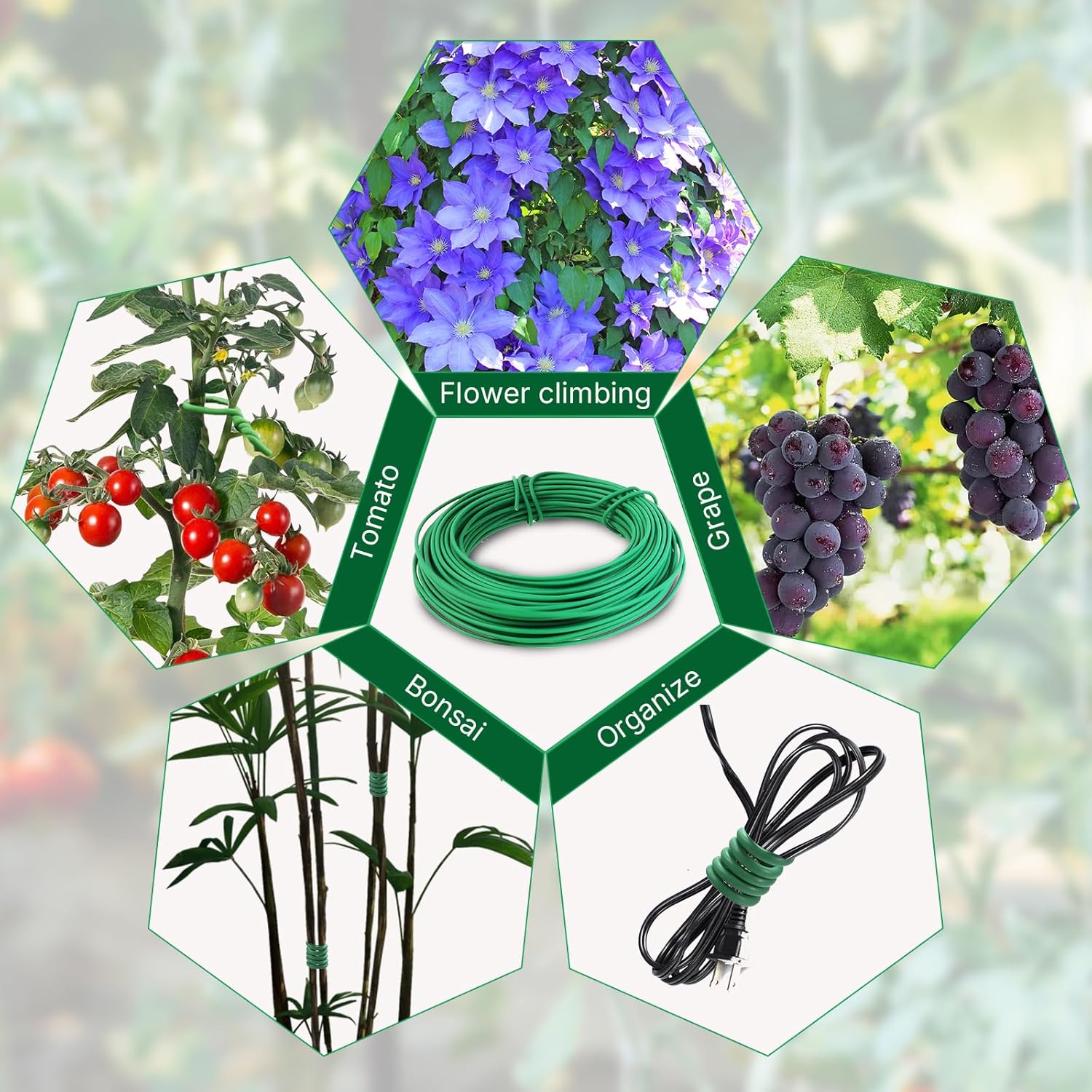 100 Feet Green Soft Plant Tie - 2.5mm Flexible Twist Garden Wire for Climbing Plants, Tomatoes, Bonsai & Office/Home Organizing-VerdiqueGarden