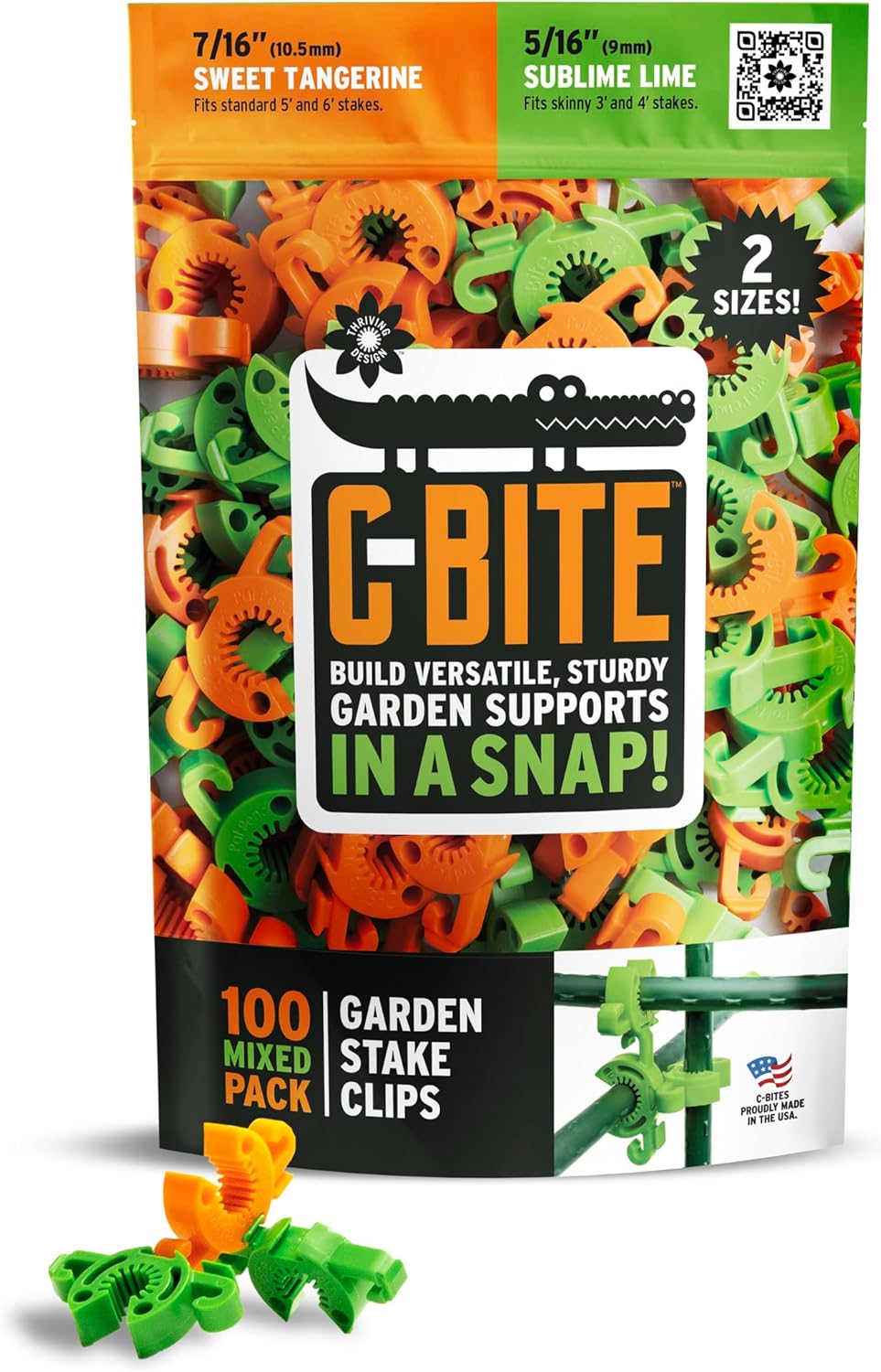 Plant Support Clips for Trellis, Garden Stakes, Wire Fence, Climbing Plants, Indoor Gardening, Hydroponics Systems, and Vines | Durable Gardening Clips (50 Lime Green + 50 Tangerine Orange)-VerdiqueGarden