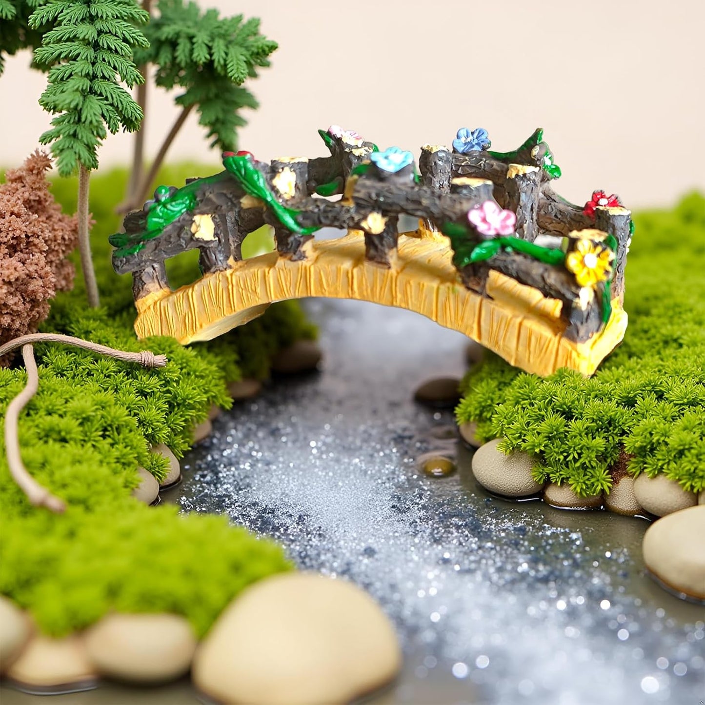 Kai Dream Fairy Garden Bridge,Miniature Resin Bridge Figurine,3.6 * 2 * 1.5 inches, Micro Landscape Tiny Decorative-VerdiqueGarden