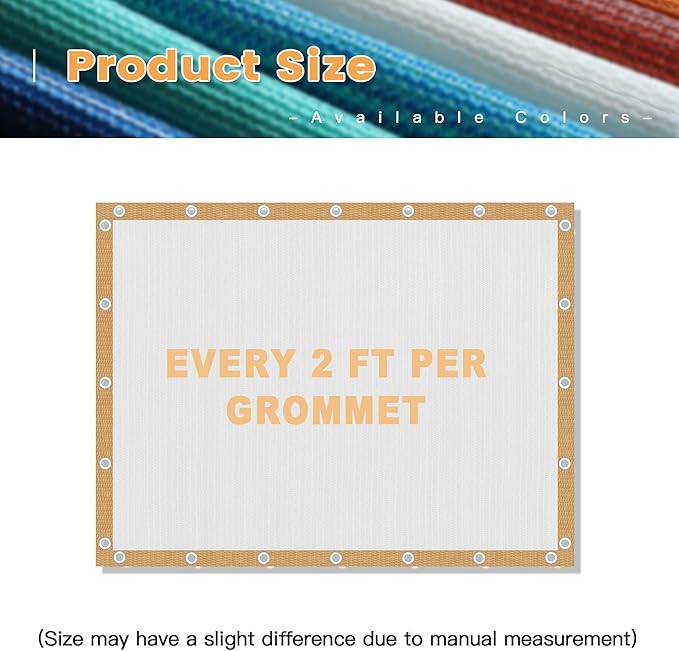 VICLLAX Shade Fabric Sun Shade Cloth with Every 2 FT Grommets for Patio Garden Pergola Cover Canopy 17x17 FT, Cream-VerdiqueGarden