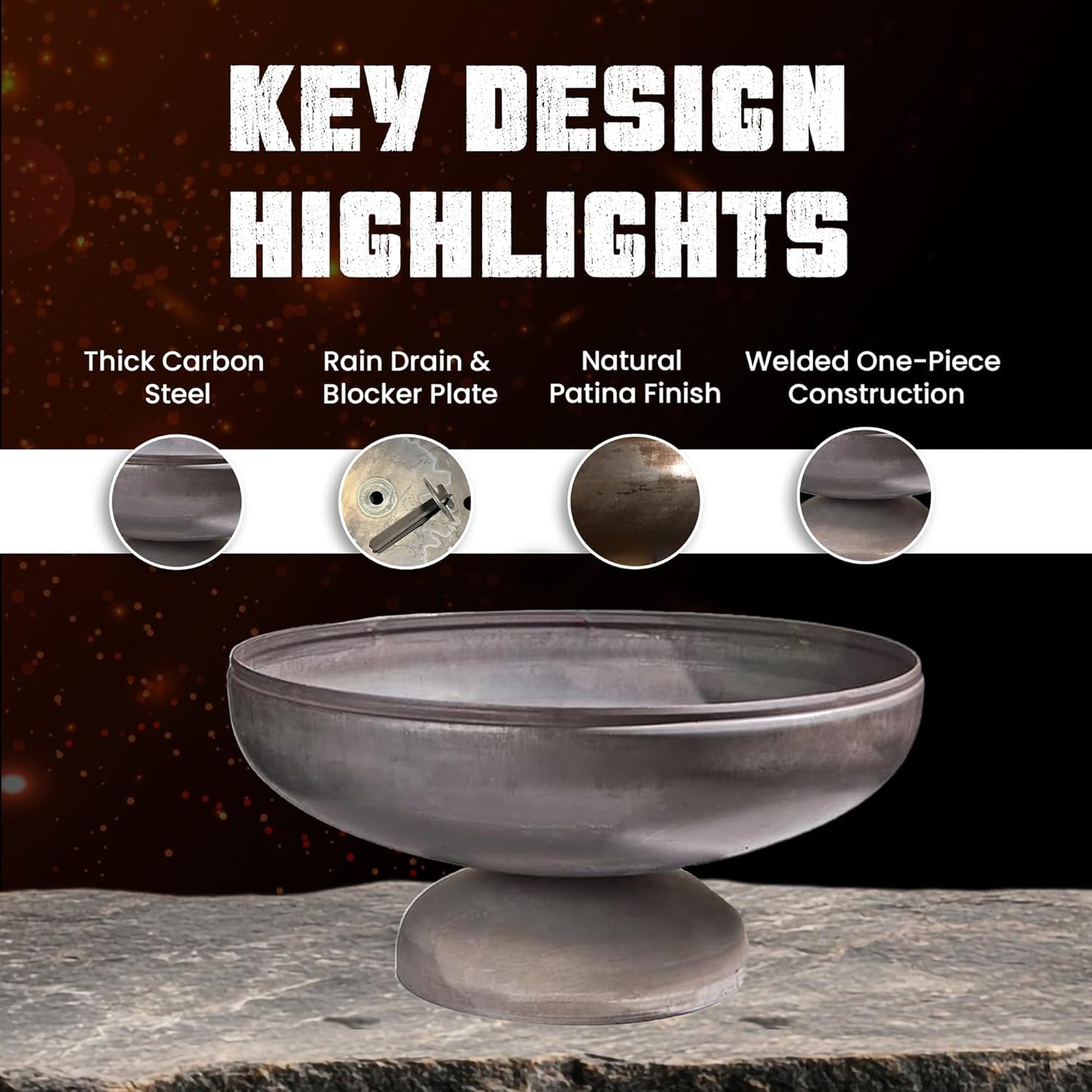 Patriot Fire Pit – Ohio Flame Wood Burning Outdoor Fire Pit - 36" Diameter (Made in USA)-VerdiqueGarden