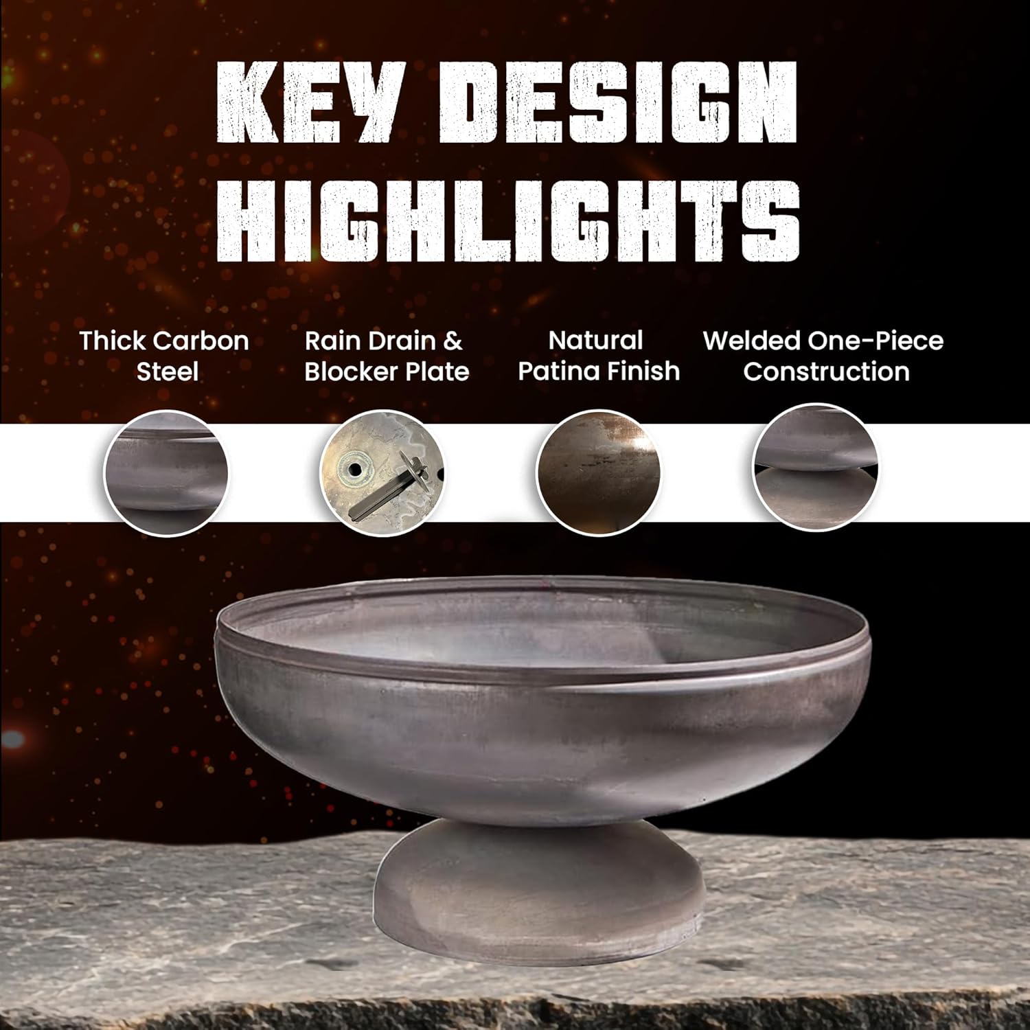 Patriot Fire Pit – Ohio Flame Wood Burning Outdoor Fire Pit - 36" Diameter (Made in USA)-VerdiqueGarden