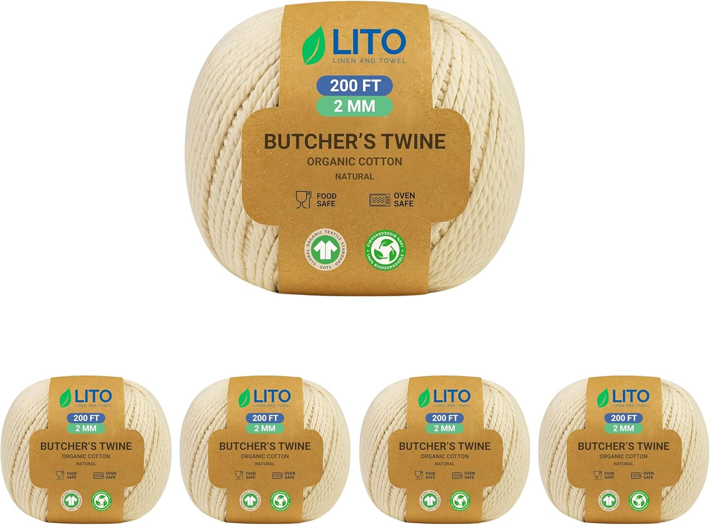 Organic Butcher’s Twine for Cooking & Trussing – 2mm Heavy-Duty Natural Cotton Kitchen Twine 1000 Feet – Food-Safe, Oven-Safe String for Meat, Turkey, Baking, & Crafts-VerdiqueGarden