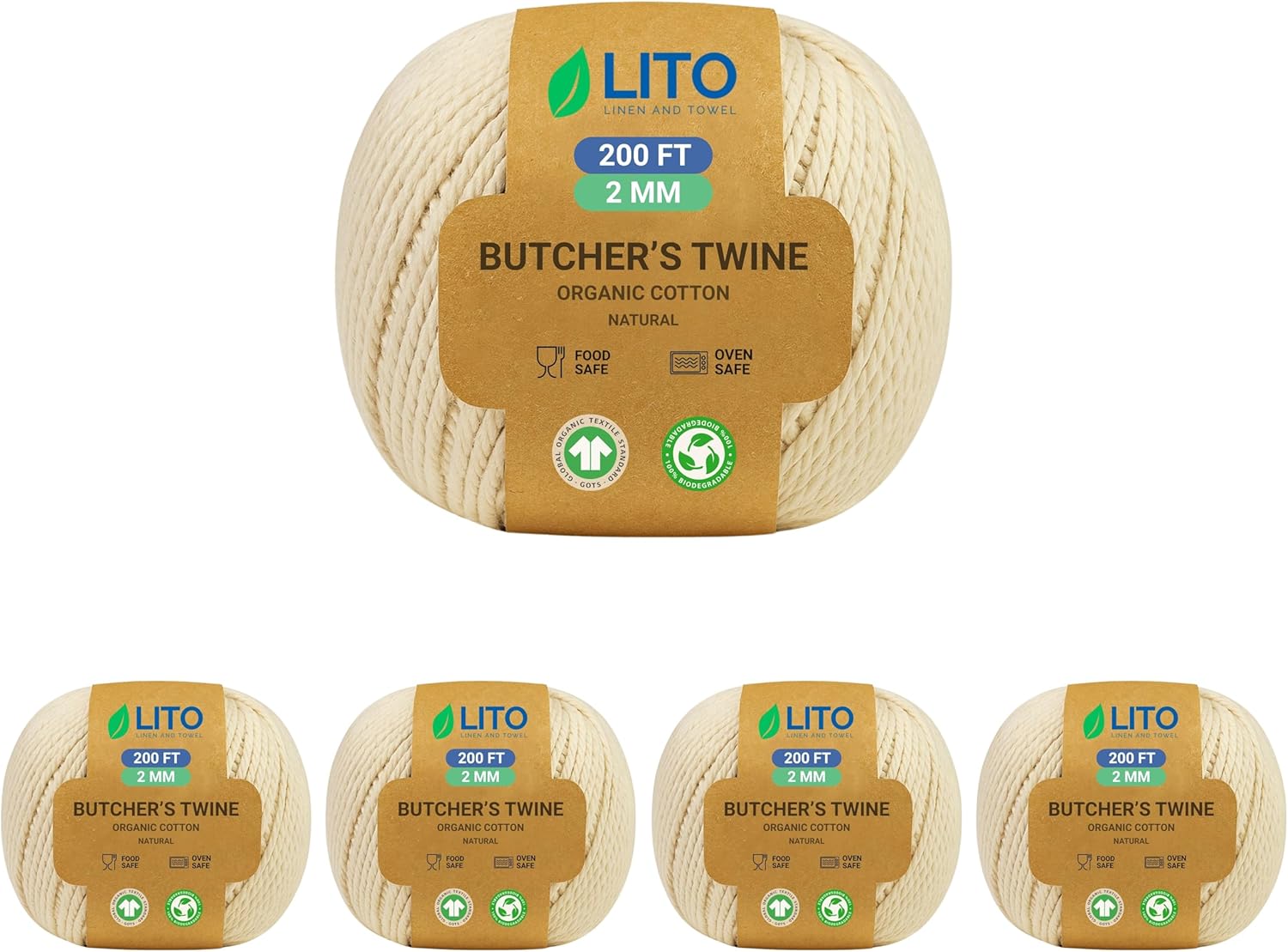 Organic Butcher’s Twine for Cooking & Trussing – 2mm Heavy-Duty Natural Cotton Kitchen Twine 1000 Feet – Food-Safe, Oven-Safe String for Meat, Turkey, Baking, & Crafts-VerdiqueGarden