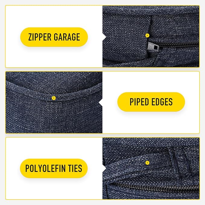 SUNROX Gel Memory Foam Chair Cushion with Ties, Ultra Durable Water Resistant FadeShield Outdoor/Indoor Reversible Chair Seat Cushion 17 x 16 inch Set of 4, Heather Indigo-VerdiqueGarden