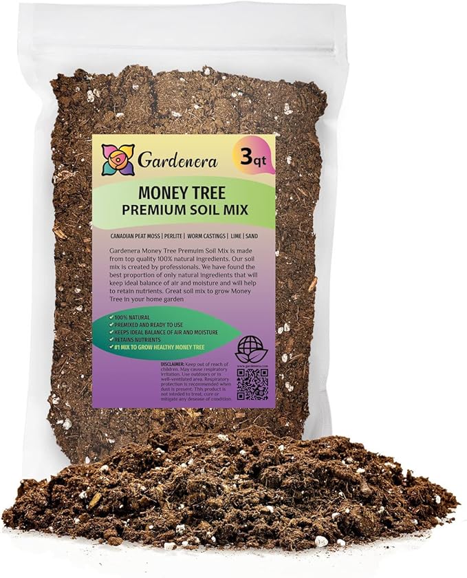 Money Tree Potting Soil, Soil Mix for Planting or Repotting Guiana Chestnut, Soil Blended to Properly Grow Money Tree Plants - (3 Quart Bag)-VerdiqueGarden