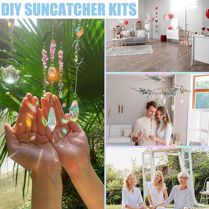 10 Sets DIY Suncatchers 420pcs Sun Catchers Making Supplies Kit Crafts for Adults Hanging Prism Sun Catcher with Crystals Rainbow Maker for Indoor Window Home Wedding Garden Spring Decor (hummingbird)-VerdiqueGarden