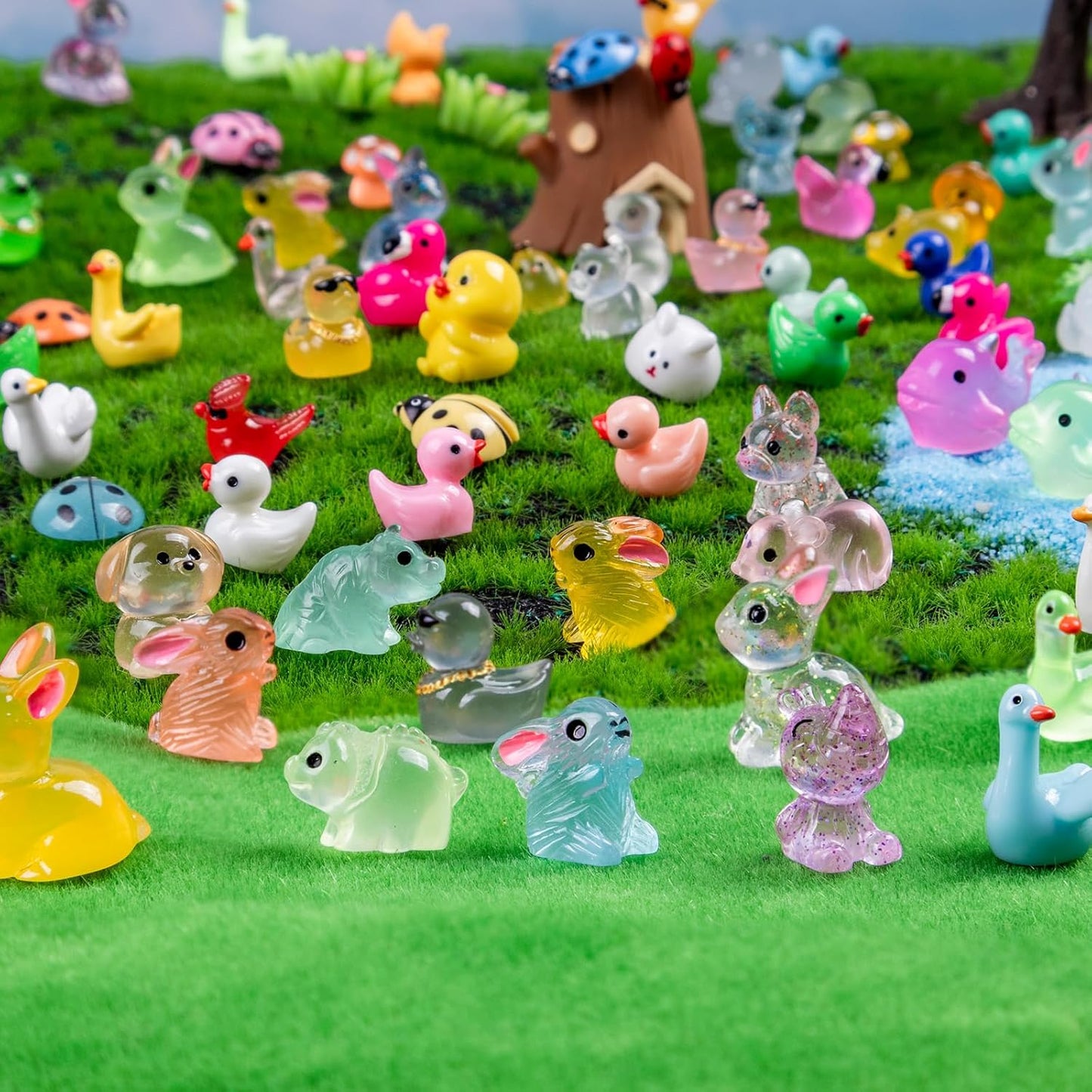 240 Pcs Mini Resin Animals Variety Tiny Animals Figures Miniature Little Small Animal Figurines Bulk for Micro Fairy Garden Landscape Accessories Hide Crafts Decor Aquarium-VerdiqueGarden