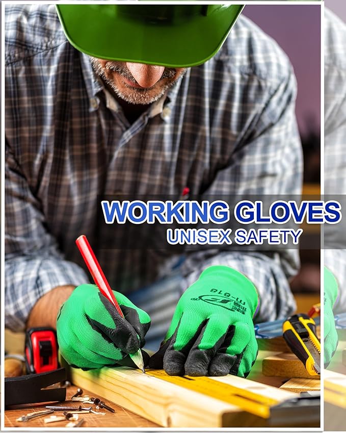 Nuogo 48 Pairs Gardening Gloves for Men Women Rubber Coated Safety Work Gloves Bulk for Gardening Construction Work-VerdiqueGarden