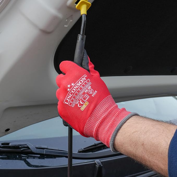 linconson 12 Pack Safety Performance Series Construction Mechanics Wrinkle Latex Work Gloves-VerdiqueGarden