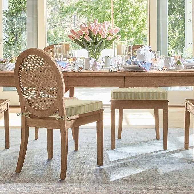 Outdoor Round Corner Seat Cushion, 17"x16"x2", Set of 4, Non Slip Seat Cushion Pads with Removable Cover for Patio Furniture, Garden Yard Lawn, Beige Brown Stripe-VerdiqueGarden