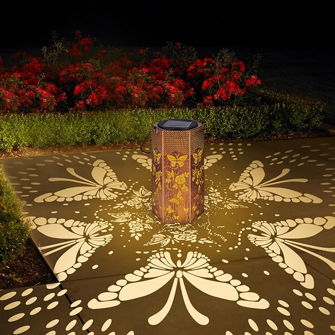 4 Pack Butterfly Solar Lanterns Outdoor Waterproof - Birthday Gifts for Women, Mom, Butterflies Solar Lights Outdoor Hanging Garden Decor for Outside, Patio, Outdoor, Yard, Lawn, Balcony-VerdiqueGarden