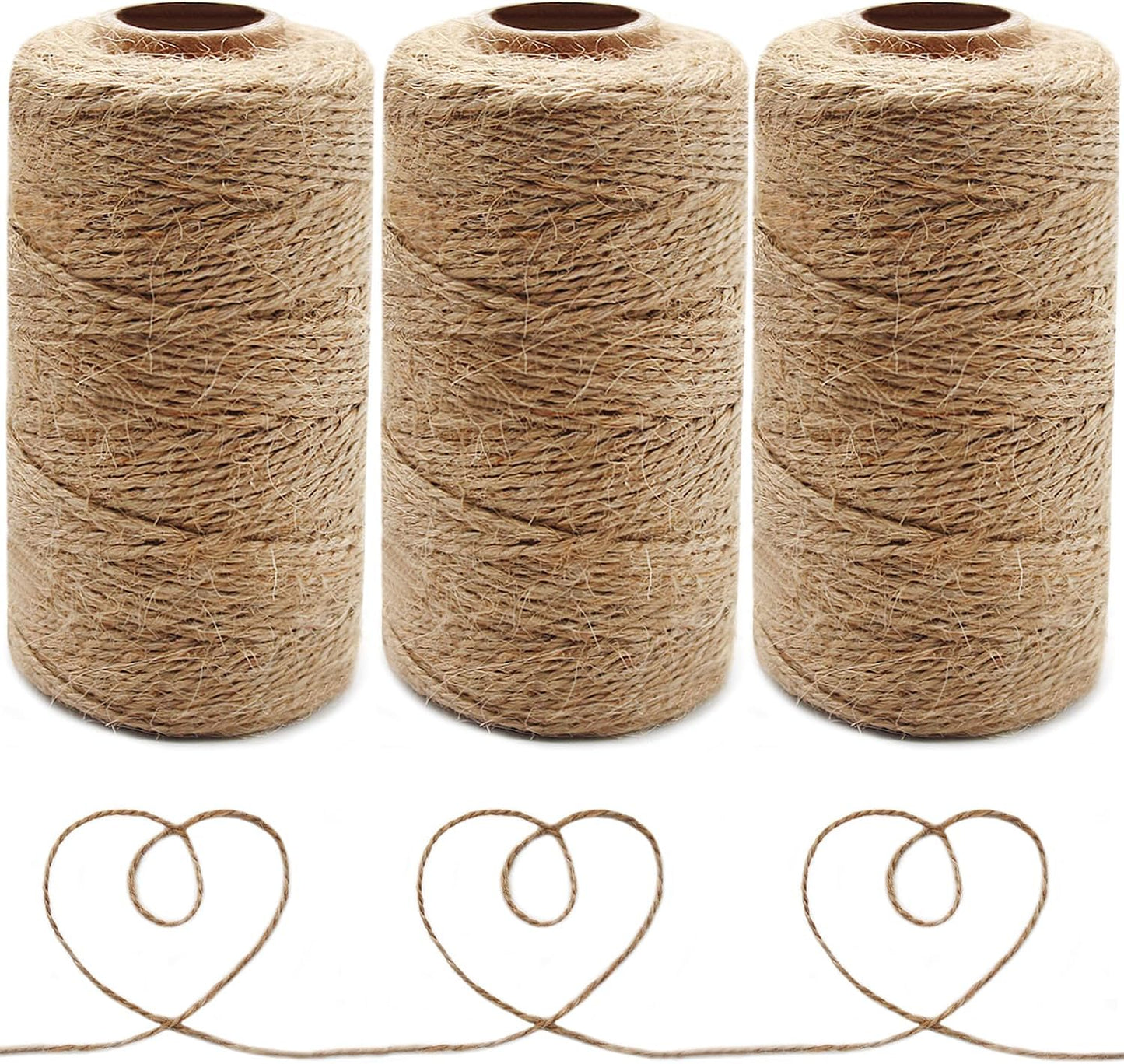 Anvin 984 Feet Cotton Twine Natural Jute Twine Packing Twines Bakers Twine Kraft Twine Wrapping Butchers Baking Arts and Crafts Gardening(Pack of 3, 10 Ply 2mm Thick)-VerdiqueGarden