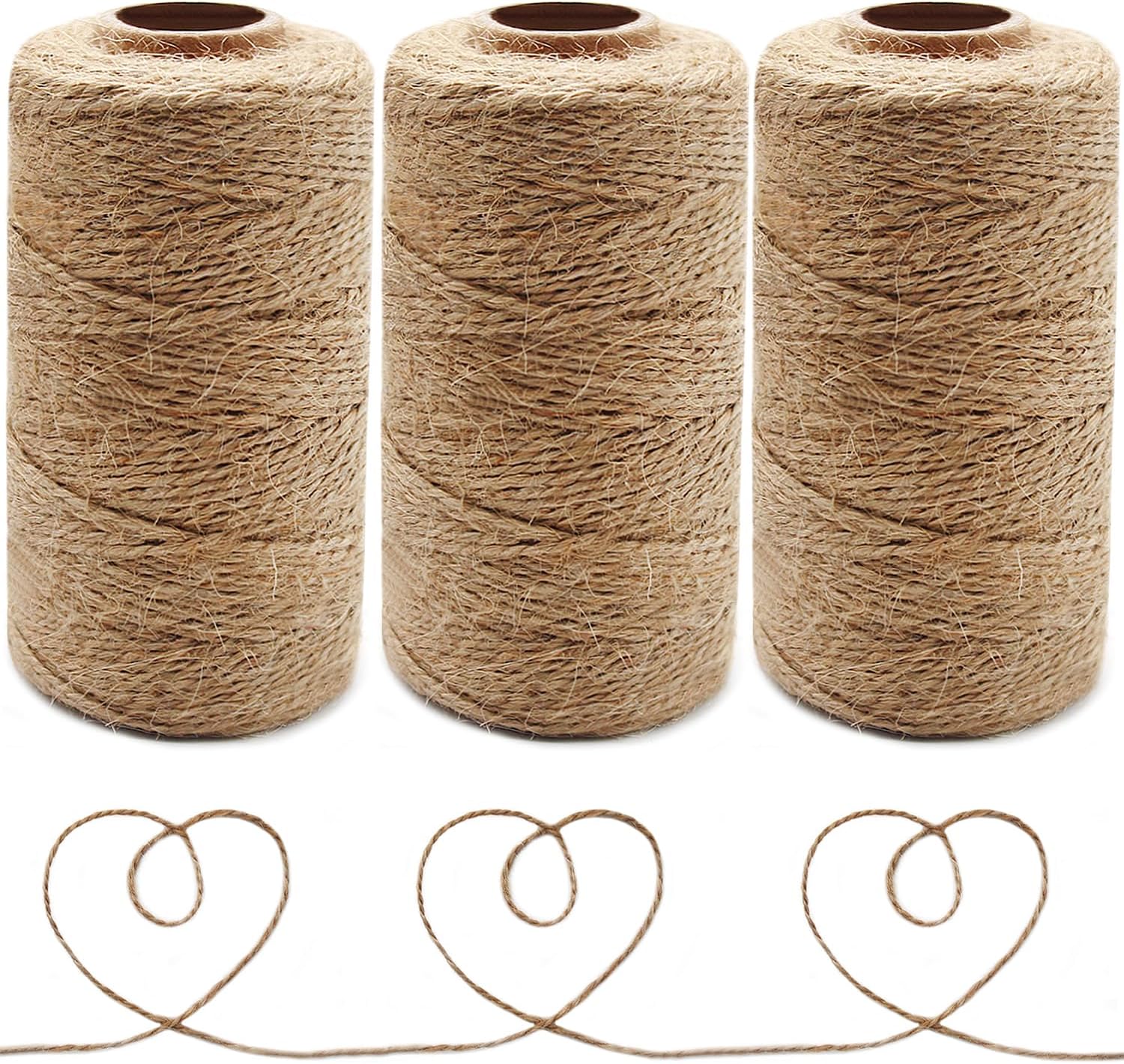 Anvin 984 Feet Cotton Twine Natural Jute Twine Packing Twines Bakers Twine Kraft Twine Wrapping Butchers Baking Arts and Crafts Gardening(Pack of 3, 10 Ply 2mm Thick)-VerdiqueGarden