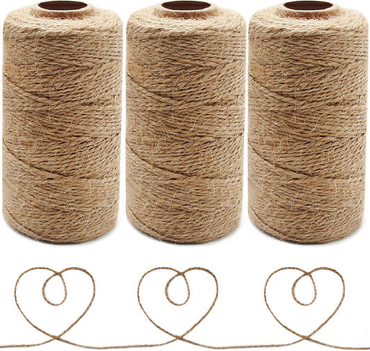 Anvin 984 Feet Cotton Twine Natural Jute Twine Packing Twines Bakers Twine Kraft Twine Wrapping Butchers Baking Arts and Crafts Gardening(Pack of 3, 10 Ply 2mm Thick)-VerdiqueGarden