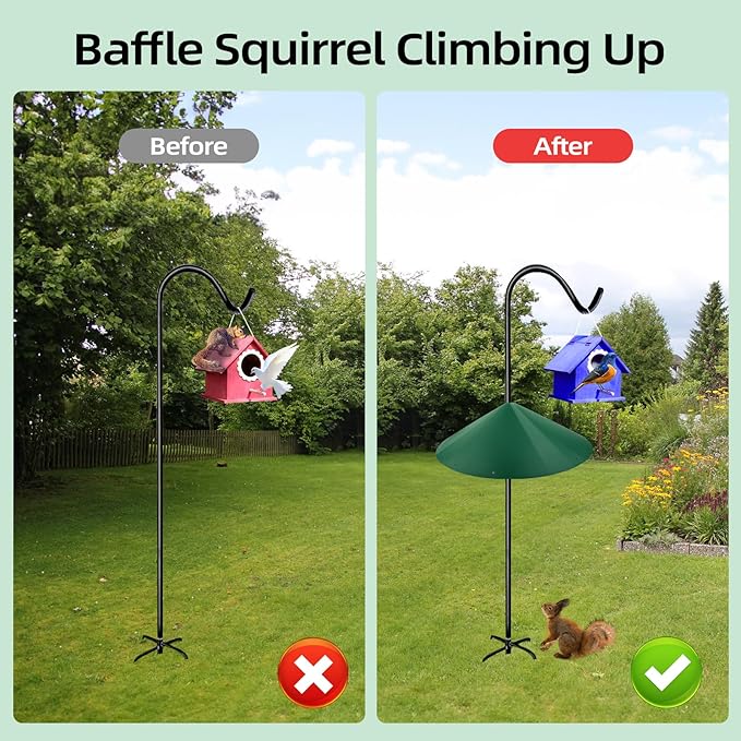 24-inch Large Outdoor Squirrel Baffles for Bird Feeders Pole, Squirrel Baffle with Metal Frame, Squirrel Guard for Bird Houses, Two Way Use, Green Color-VerdiqueGarden