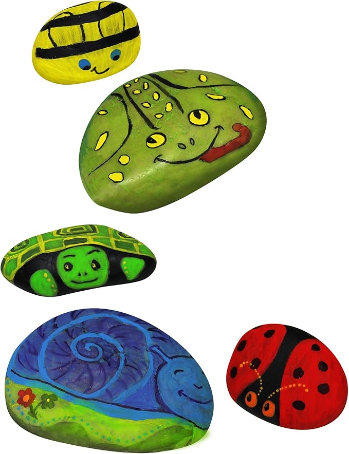Creative Roots Paint Your Own Rock Pets by Horizon Group USA, 6 Colors, Paint Brush, Wiggly Eyes and Glue Included, Multicolor-VerdiqueGarden