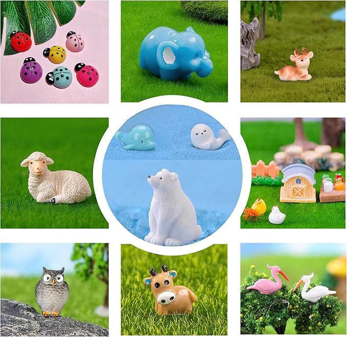 100 Pcs Mini Resin Animals Mini Duck Frog Mushroom Figures Model Kit for Miniature Garden Fairy Garden Dollhouse Decoration and Creative DIY-VerdiqueGarden