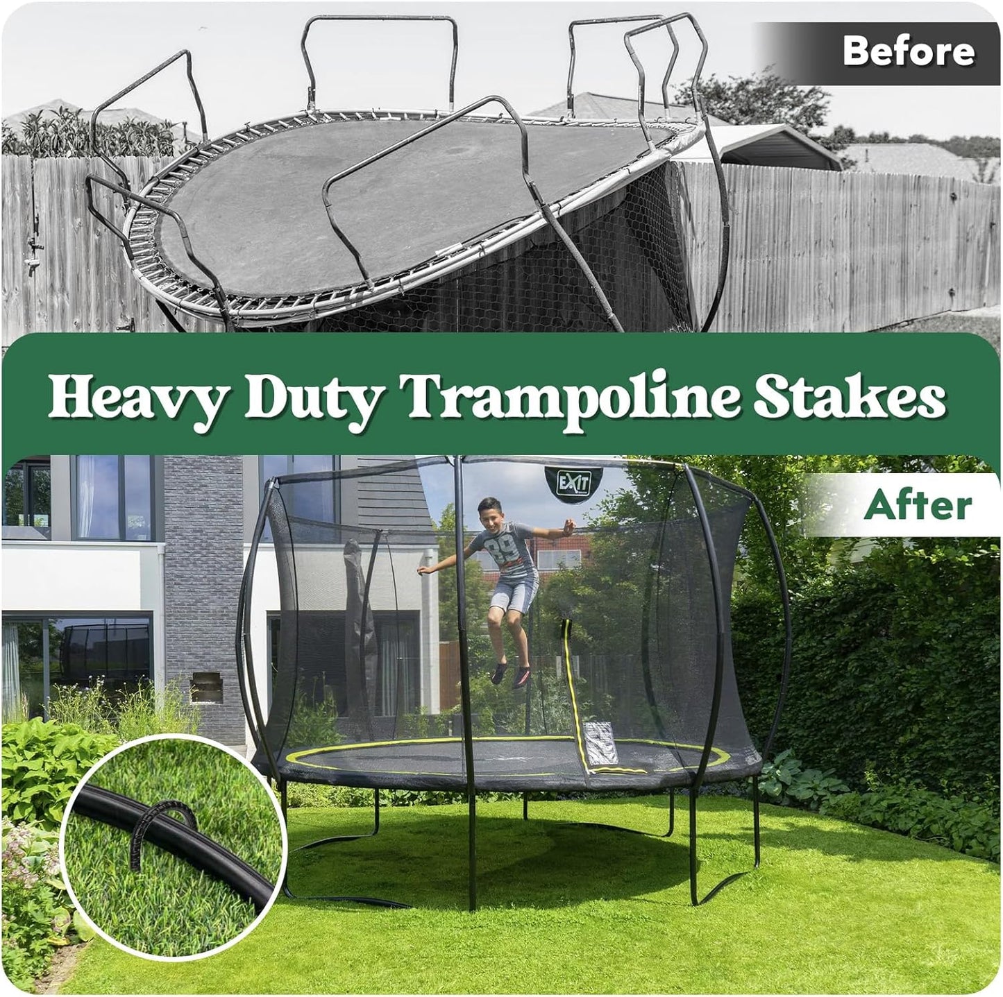 12 inches 12-Pack Trampoline Stakes Anchors High Wind Stake Heavy Duty U Hooks for Ground Lawn Garden Yard Stakes for Decorations Swing Set Shed-VerdiqueGarden