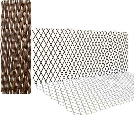 Expandable Willow Trellis for Climbing Plants Outdoors,Nature Garden Fence Lattice Panels for Outside Plant Support for Vine, Ivy, Rose, Cucumbers, Clematis 36x92 Inch(4PC)-VerdiqueGarden