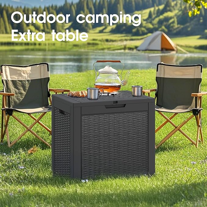 NUNU LAB 31 Gallon Outdoor Storage Box Waterproof,Indoor Outside Deck Box,Backyard Storage Bin For Package Delivery,Garden Tools,Patio Cushions,Pool Accessories,Storage Bench Lockable Lid-VerdiqueGarden