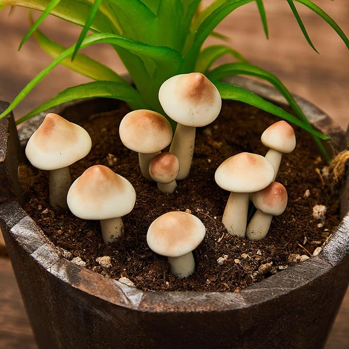 Taiyin 5 Pcs Luminous Mushroom Miniature Garden Mushrooms Outdoor Decor Waterproof Glow in The Dark Yard Decor for Fairy Outdoor Garden Micro Landscape Christmas Tree Decor-VerdiqueGarden