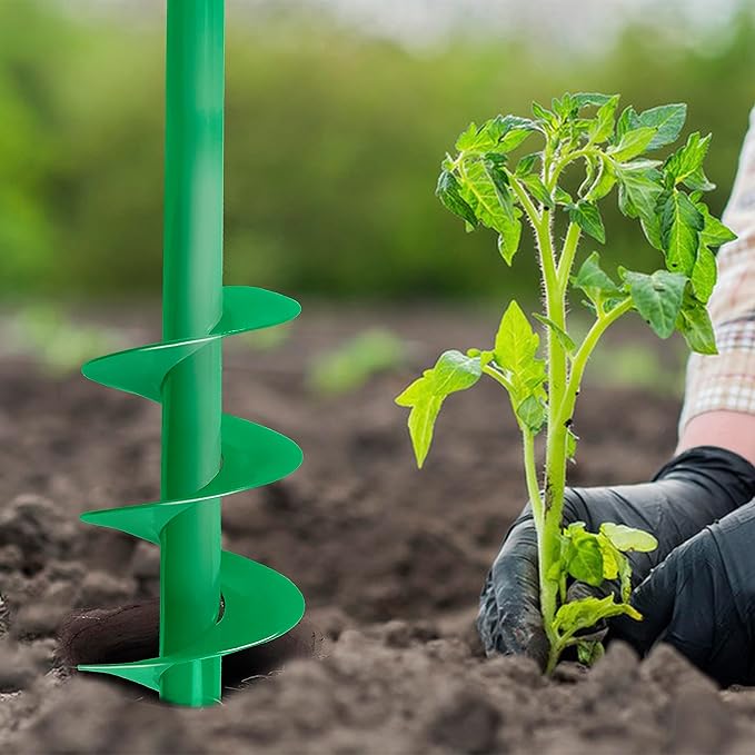 Auger Drill Bit for Planting, 4x25Inch Garden Earth Auger, Spiral Drill Hole Rapid Planter Seedling & Bedding Plant,Ground Planting Drill Bit Auger Post Hole Digger for 3/8''Hex Drive Drill-VerdiqueGarden