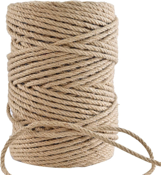 Natural Jute Twine 164 Feet Long String for Crafts Gift Wrapping Christmas Handmade Arts Decoration Packing String Home Decor （6mm * 164feet）-VerdiqueGarden