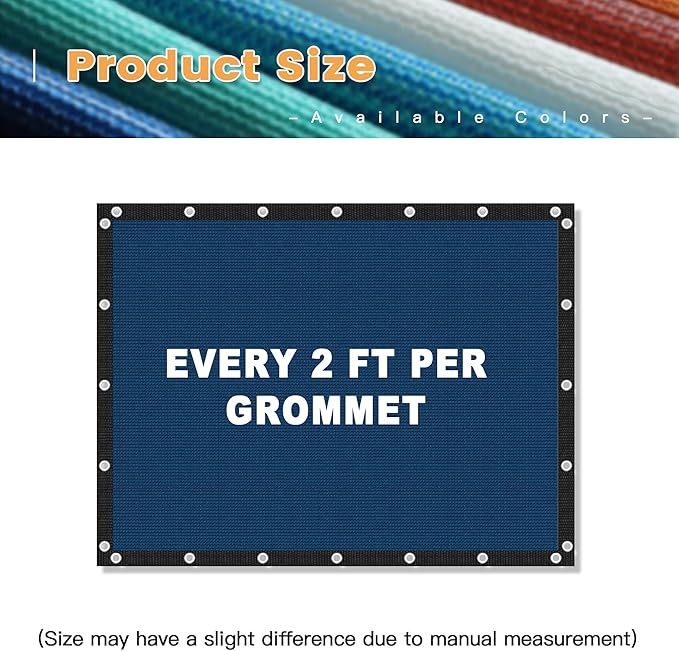 VICLLAX Shade Fabric Sun Shade Cloth with Every 2 FT Grommets for Patio Garden Pergola Cover Canopy 3x19 FT, Dark Blue-VerdiqueGarden