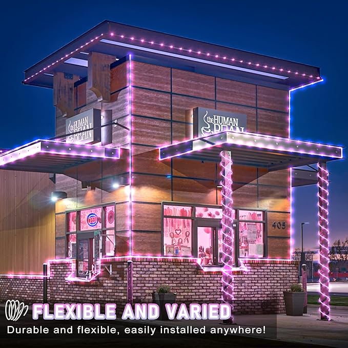 Rope Lights for Outside, 66FT 200 LED String Lights Outdoor with Waterproof 8 Modes, Flexible and Connectable Plug in Fairy Light for Indoor Patio Pool Garden Party Wedding Decorations, Pink-VerdiqueGarden