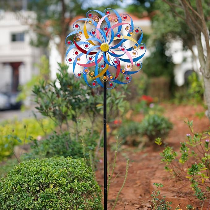 DREAMYSOUL Wind Spinners Outdoor Metal Large, 6.6 FT Extra Large Wind Spinner, Multicolor Windmills, Kinetic Wind Sculptures and Spinners for Yard Garden Outside Patio Lawn Decor-VerdiqueGarden
