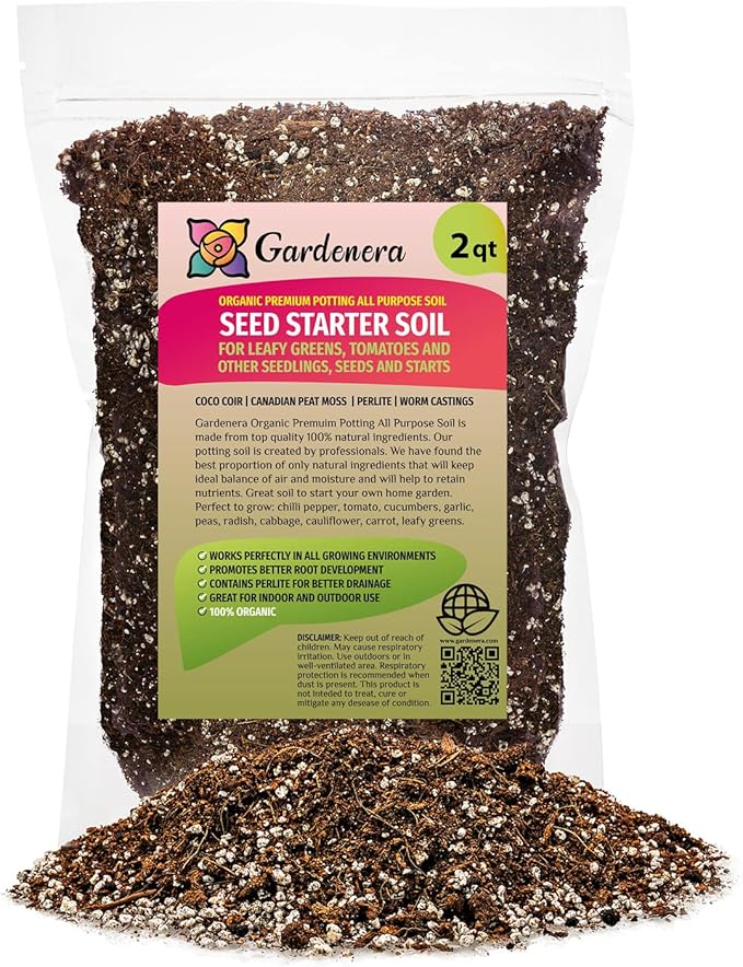 Premium Organic Seed Starter Soil - 2 Quart - All-Purpose Organic Potting Soil for Happy Seedlings and Plants by Gardenera-VerdiqueGarden