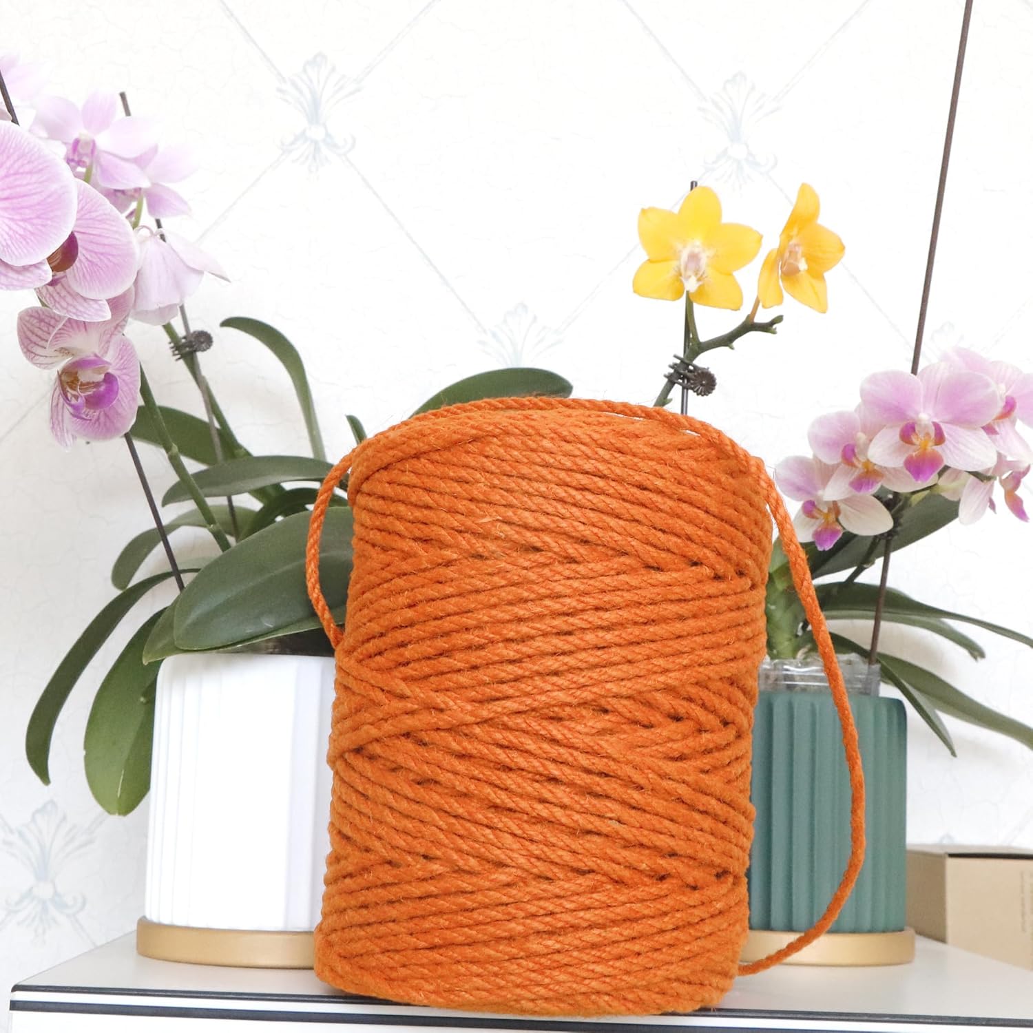 4mm x 400 Feet Orange Jute Rope, Twine for Gardening Tomato Climbing Plant Tie Floristry Crafts Gift Wrapping Packing Decor-VerdiqueGarden