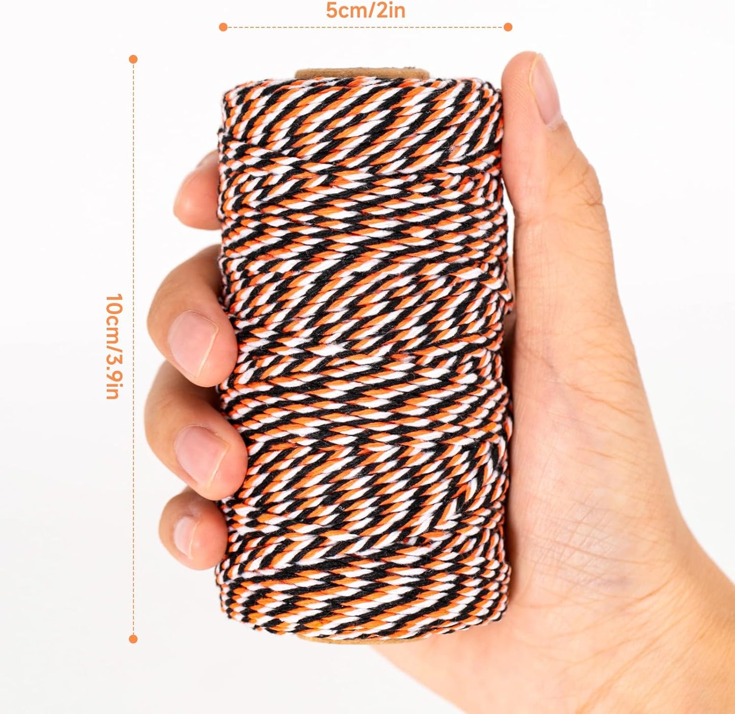 KINGLAKE Orange Black White Cotton Twine 2mm 328 Feet for Gift Wrapping DIY Crafts Halloween Party Decoration Gift Tags-VerdiqueGarden