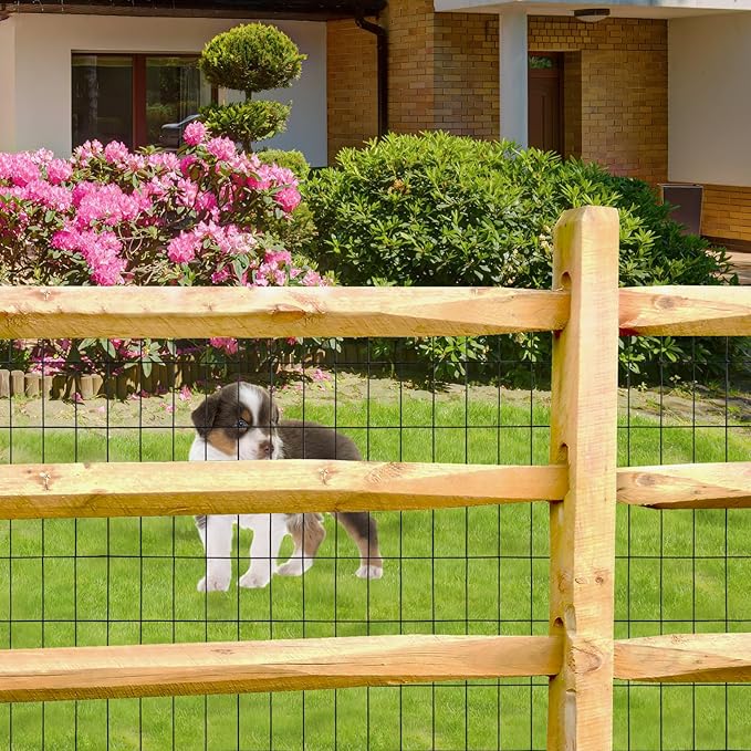 Black PVC Coated Welded Wire Fence 24 Inch x 50 Foot, 2 Inch x 4 Inch 15GA, Garden Border Fencing Roll Vinyl Coating Metal Wire Mesh Hardware Cloth for Yard Vegetable Plant Protection-VerdiqueGarden