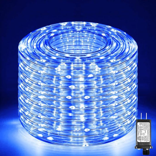 Rope Lights for Outside, 100FT 300 LED Christmas String Lights with Waterproof 8 Modes, Flexible and Connectable Plug in Fairy Lights for Outdoor Indoor Bedroom Patio Party Wedding Decorations, Blue-VerdiqueGarden
