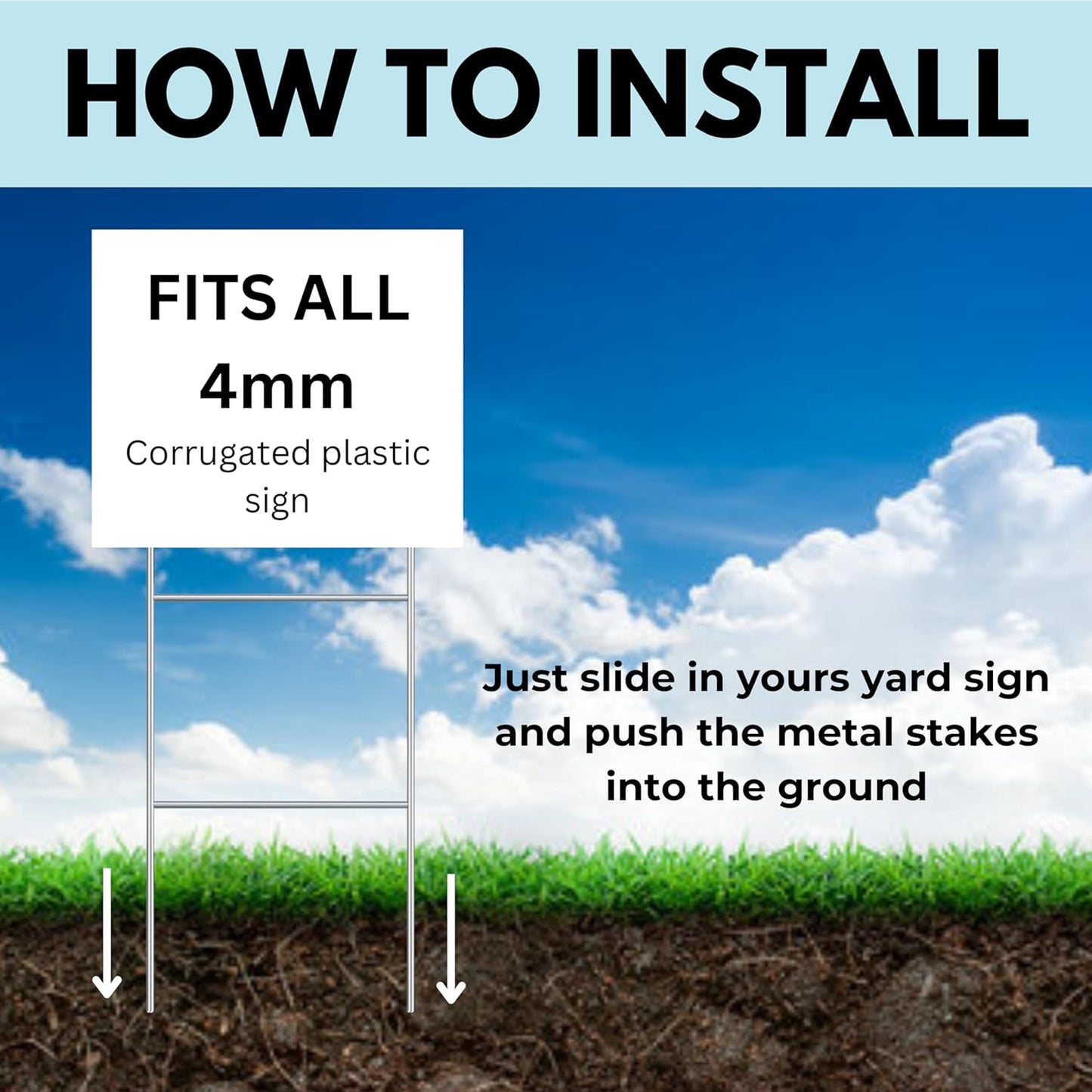 Tacmaster Wire Metal Yard and Sign H Stakes – Durable Blank Lawn Sign Posts for 4mm Corrugated Panels, Real Estate Signs, Waterproof and Wind Resistant, Ideal for Outdoor Use, 17"x7" – 25 Pack-VerdiqueGarden