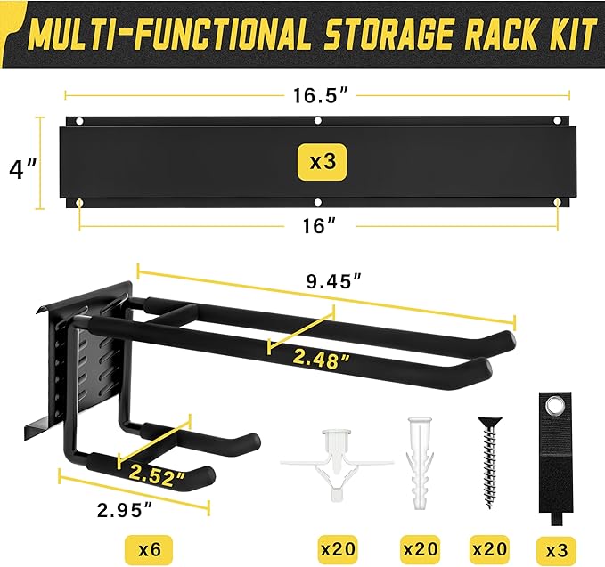 Garage Wall Organizer,12Pack Carries 600 lbs,Garden Tool Organizer 49.5in With Large Storage Space,Easy Assembly, Sturdy Design,for Efficient Tool Storage Garage Organization-VerdiqueGarden