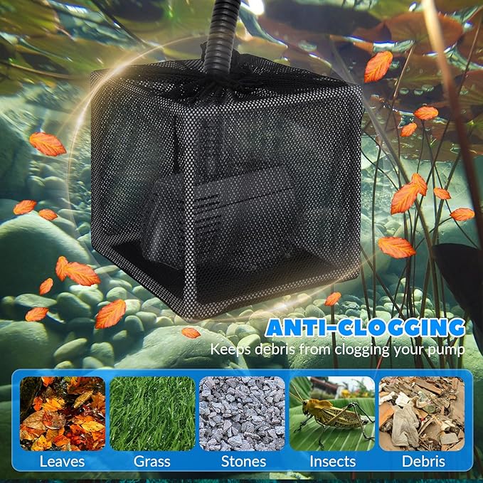Pond Filter Box, Anti-Clogging Pond Filters for Outdoor Ponds Nylon Media Mesh Water Pump Cover Barrier Bag with Drawstring, Pond Pump Filter Bag (10 Inch)-VerdiqueGarden