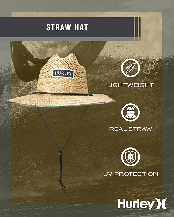 Hurley Men's Straw Hat - Bayside Lifeguard Straw Sun Hat-VerdiqueGarden