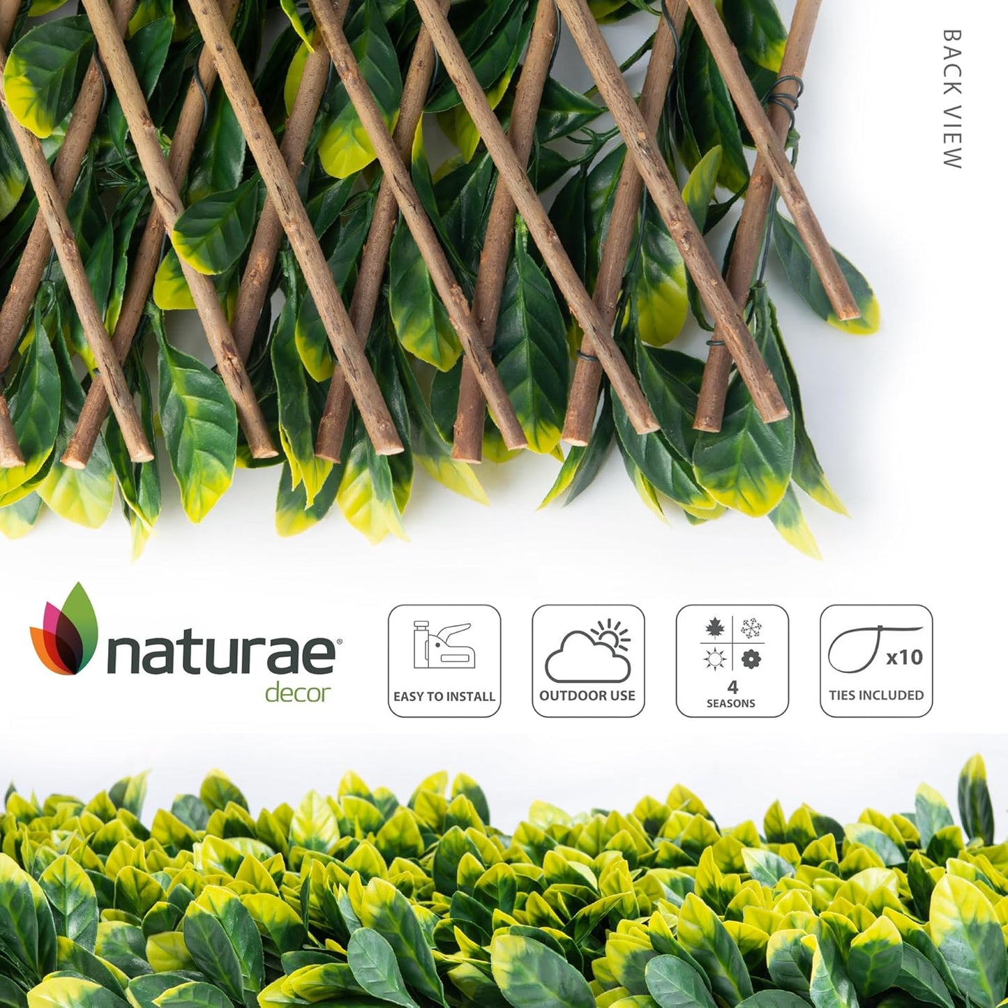 Expandable Willow Trellis - Outdoor Privacy Screen - Sturdy and Flexible - Realistic Look - 40 in x 80 in - Laurel Leaves-VerdiqueGarden