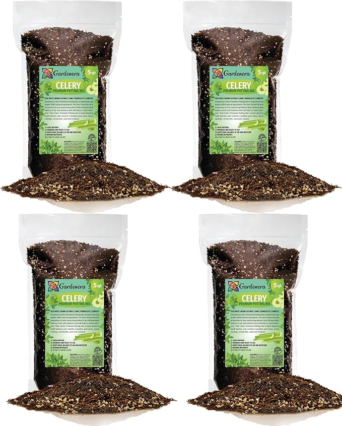 Premium Celery Potting Soil Mix - Optimal Nutrient-Rich Blend for Thriving and Crisp Celery Plants - 20 Quart-VerdiqueGarden